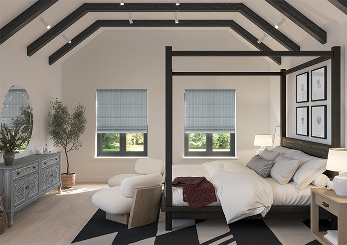 Nautical Stripes, Salt Black - Motorised Roman Blind - Image 8
